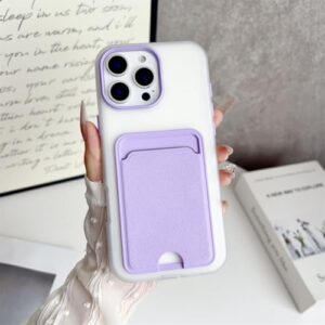 Capa de couro 3 em 1 com compartimento para cartão para iPhone 16, 15, 14, 13 Pro Max 16e, capa traseira com bolso tipo carteira (para iPhone 16 Pro/roxo)