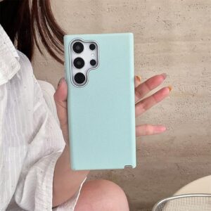 Capa de couro de luxo para Samsung Galaxy S25 S24 S23 S22 Plus com proteção ultra fosca e fina, capa traseira com amortecedor (para Galaxy S25 Edge/Azul)