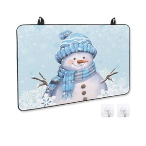 Capa de fogão para fogão elétrico, boneco de neve de Natal azul claro com tampa, árvore de Natal, floco de neve, cobertura superior de fogão para tampo de vidro, tapete de borracha resistente ao calor