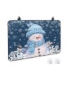 Capa de fogão para fogão elétrico, boneco de neve de Natal azul com tampa para fogão de floco de neve para topo de vidro, tapete de borracha resistente ao calor, capa de fogão dobrável, 78,7 cm x 61