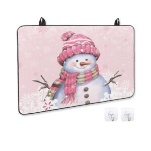 Capa de fogão para fogão elétrico, boneco de neve de Natal rosa com tampa para fogão de floco de neve de árvore de Natal para tampa de vidro, tapete de borracha resistente ao calor, capa de fogão