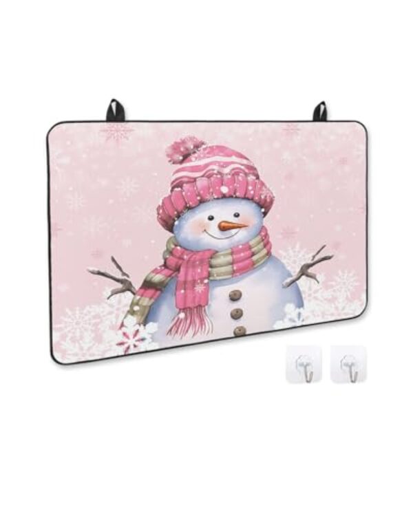 Capa de fogão para fogão elétrico, boneco de neve de Natal rosa com tampa para fogão de floco de neve de árvore de Natal para tampa de vidro, tapete de borracha resistente ao calor, capa de fogão