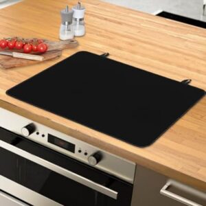 Capa de fogão para fogão elétrico preto puro cor sólida de vidro resistente ao calor protetor de fogão de indução 61 x 53 cm