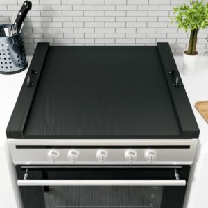 Capa de fogão para placa de macarrão com alça de fogão de madeira 75 x 56 cm para queimador elétrico a gás, capa de fogão de fogão de vidro