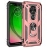 Capa de proteção para Motorola Moto G7 Play de grau militar para Motorola Moto G7 Play com anel giratório de metal 360, suporte magnético para carro, à prova de choque para Moto G7 Play (ouro rosa)