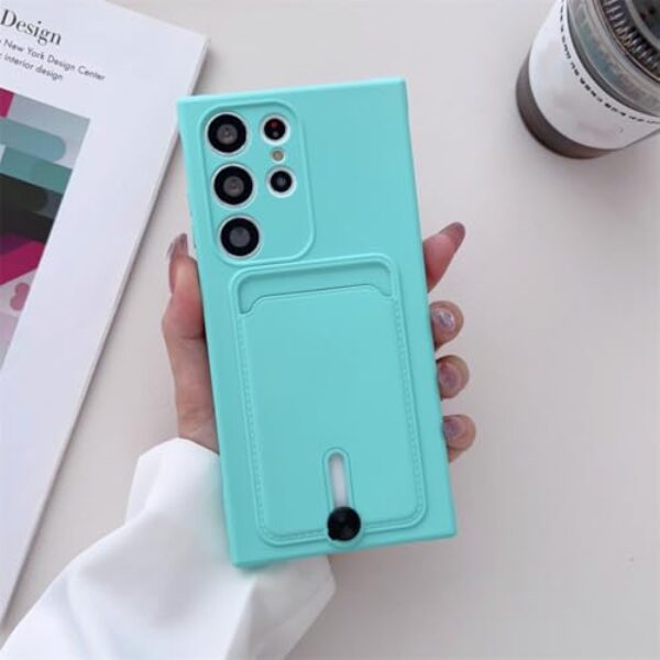 Capa de silicone com porta-cartões para Samsung Galaxy S24 S23 S22 S21 S20 Fe Ultra Plus A02 A12 A21s A22 A32 A52 A72 A51 A71 (para Samsung A03S/Verde)