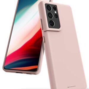 Capa de silicone líquido Goospery para Galaxy S21 Ultra (6,8 polegadas) Capa de borracha com revestimento de microfibra macio (areia rosa) S21U-SLC-PNK