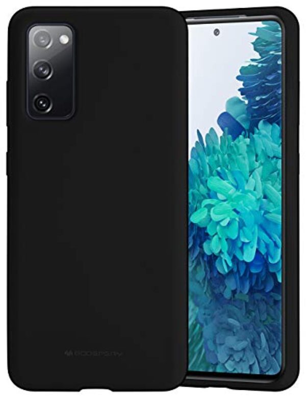 Capa de silicone líquido Goospery para Samsung Galaxy S20 FE 5G (2020) Capa bumper de borracha de geleia com forro de microfibra macio (preto) S20FE-SLC-BLK
