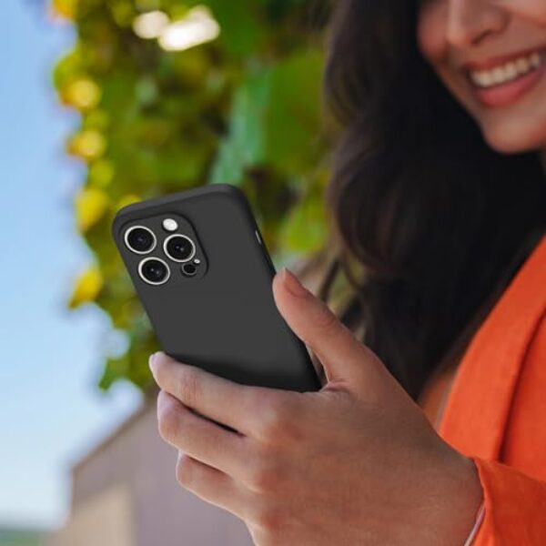 Capa de silicone para iPhone 15 Pro de 6,1 polegadas, capa de silicone líquido fino antiarranhões à prova de choque para iPhone 15 Pro, capa preta
