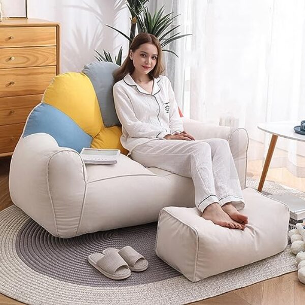 Capa de sofá para cadeira, saco de feijão grande, armazenamento de animais de pelúcia, costas altas, costura dupla, zíper durável, preencha com qualquer coisa macia, feijão não incluído, multicolorido