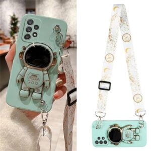 Capa de telefone com suporte de astronauta com cordão transversal para Samsung Galaxy A14 A24 A34 A54 A04 A04E M13 F13 M14 M54, azul celeste, para A04 4G
