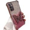Capa de telefone de silicone para Samsung Galaxy A35 5G capa com linda borboleta 3D com suporte oculto com glitter, moldura galvanizada em TPU, capa à prova de choque compatível com Galaxy A35 5G (3)