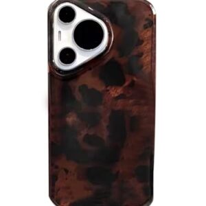 Capa de telefone âmbar leopardo, capa fina à prova de choque com design fofo, capa protetora estética marrom, acessório móvel com acabamento brilhante durável