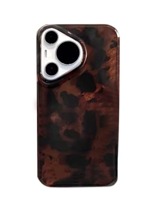 Capa de telefone âmbar leopardo, capa fina à prova de choque com design fofo, capa protetora estética marrom, acessório móvel com acabamento brilhante durável