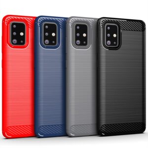 Capa De Telefone Para Samsung Galaxy A71 A51 5G UW Embalagem A81 A91 Fibra Carbono Silicone Macia