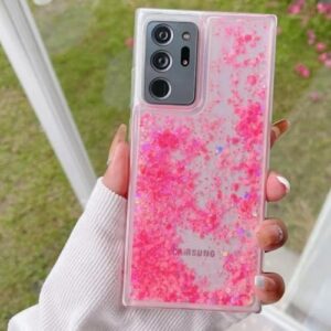 Capa de TPU transparente com glitter e areia movediça luminosa para Samsung Galaxy S24 S23 S25 Ultra S22 Plus S21 S20 Fe A54 A55 A34 A15 A53 A52 (para Samsung A15 5G/rosa)