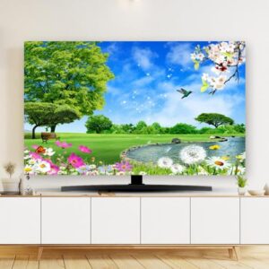 Capa de TV para TV à prova de poeira 81.3-203.2 cm interior LCD/LED protetor de tela plana antiestática capas para pendurar/desktop/tela curva protetora universal-verde-3||55 polegadas (130 x 80 cm)