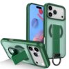 Capa dobrável magnética transparente fosca de luxo para carregamento sem fio, verde escuro, para iPhone 16 Plus