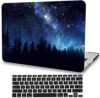 Capa dura Forest Night Sky compatível com MacBook Air 13 polegadas 2021 versão 2020 A2337 M1/A2179 com Retina & Touch ID, AMCJJ Capa dura para laptop de plástico e capa para teclado