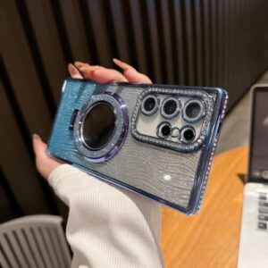 Capa espelhada com gradiente de diamante e glitter para Samsung Galaxy S25 S23 Ultra S24 Fe S22 Plus A54 A55 A15 A35 (para Samsung A06/Azul)