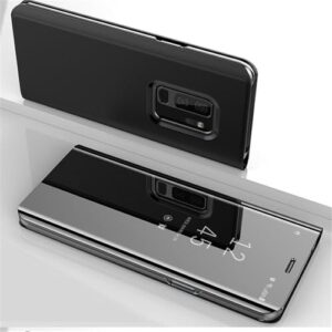 Capa espelhada transparente para Samsung Galaxy A12 A32 A42 A52 A72 M12 M22 M32 M42 M52, capa de couro com suporte flip, preta, para A32 5G