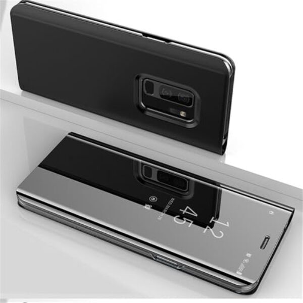 Capa espelhada transparente para Samsung Galaxy A12 A32 A42 A52 A72 M12 M22 M32 M42 M52, capa de couro com suporte flip, preta, para A32 5G