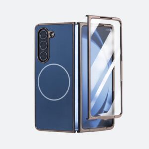 Capa fina fosca fosca Ag para Samsung Galaxy Z Fold 6 5 4 3 5g Z Fold6, película protetora de tela com carregamento sem fio (para Galaxy Z Fold 3/azul marinho)