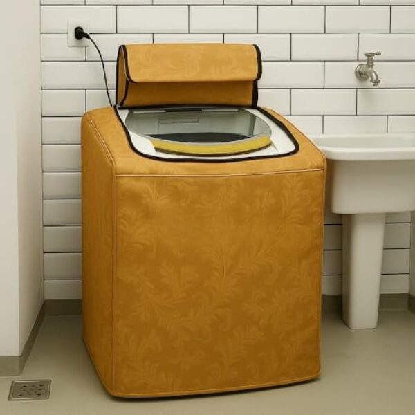 Capa Impermeável Lavadora Abertura Superior Zíper Lisa 8 a 15Kg (Caramelo 13-15kg COURINO)