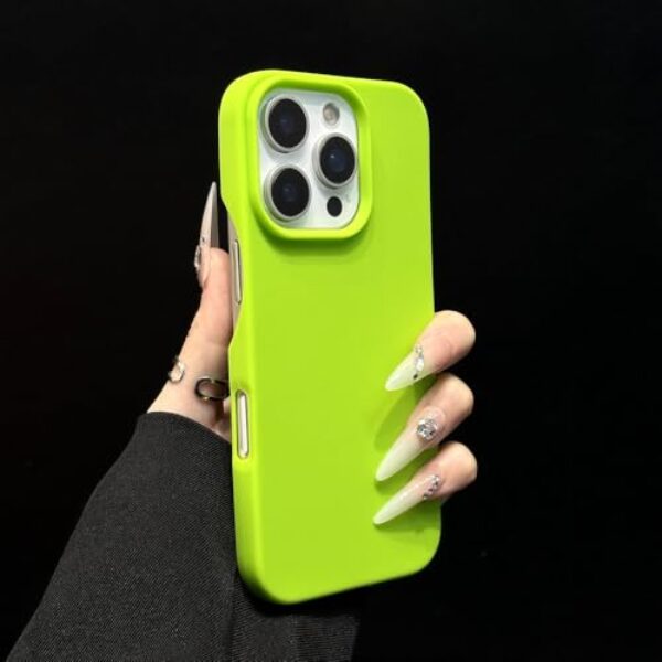Capa macia de silicone fosco com cores doces para iPhone 16, 15, 14 Plus, 13, 12, 11 Pro Max, fluorescente, à prova de choque, neon brilhante, verde, para iPhone 15