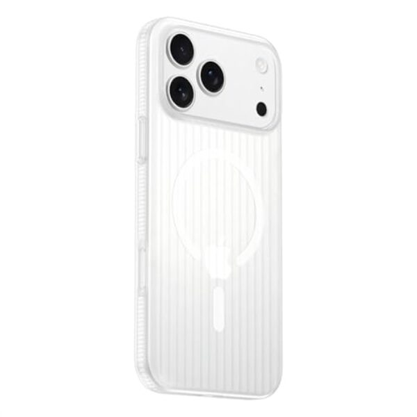 Capa magnética com padrão ondulado e carregamento sem fio para iPhone 17, 16, 15, 14, 13, 12 Pro Max Plus, capa rígida fosca com bordas reforçadas, branca, para iPhone 17 Air