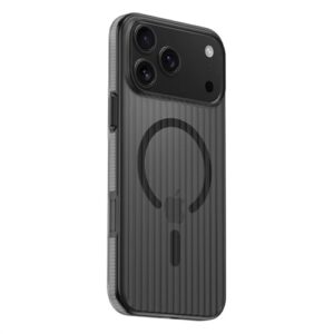 Capa magnética com padrão ondulado e carregamento sem fio para iPhone 17, 16, 15, 14, 13, 12 Pro Max Plus, capa rígida fosca com bordas reforçadas, cinza, para iPhone 15 Pro Max.