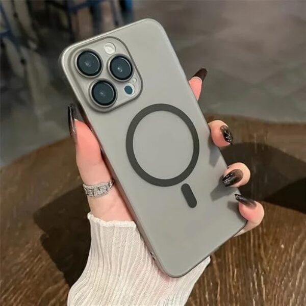 Capa magnética de carga sem fio ultra fina para iphone 15 14 13 12 11 pro max plus capa dura de pele translúcida, preta, para iphone 11