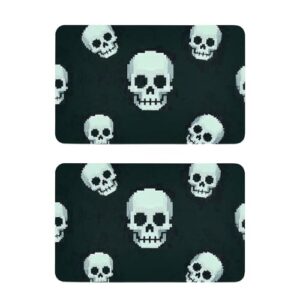 Capa magnética frontal decorativa de caveira branca estilo pixel capa magnética reutilizável geladeira painel frontal decoração de férias magnética Cubierta de lavavajillas de imán 10 x 6,3 cm