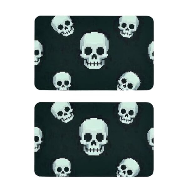 Capa magnética frontal decorativa de caveira branca estilo pixel capa magnética reutilizável geladeira painel frontal decoração de férias magnética Cubierta de lavavajillas de imán 10 x 6,3 cm