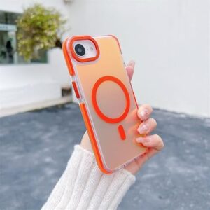 Capa magnética gradiente para iPhone 16e, 14, 15 Plus, 16 Pro Max, 13Pro, 12, 11, pulseira fashion, cordão, capa à prova de choque, laranja, para iPhone 15 Pro