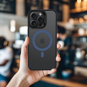 Capa magnética para iPhone 15 Pro Max, compatível com MagSafe, amortecedor de TPU macio, rígida, translúcida, traseira fosca, fina, à prova de choque, capa protetora para iPhone 15 Pro Max de 6,7