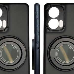 Capa Moto G85 5G Capinha Proteção Anti-Choque Case Fashion Anel Suporte 360° Placa Magnética Integrada (Preta)