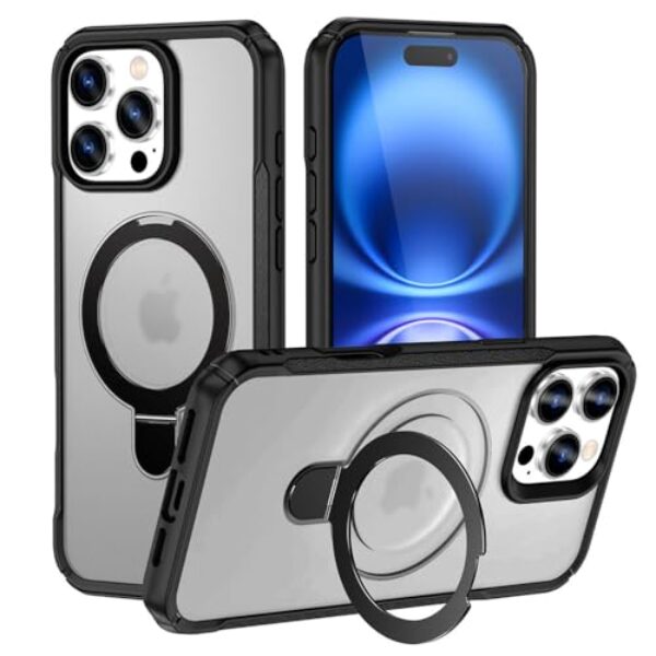 Capa para celular com carregamento sem fio, dobrável e com suporte magnético para iPhone 15, 16, 17 Pro Max, 16E, 14, 13
