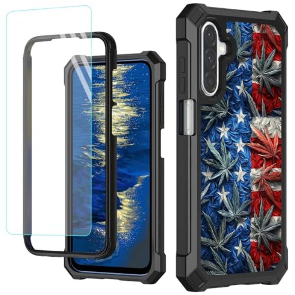 Capa para celular Samsung Galaxy A36 5G com protetor de tela de vidro temperado de camada dupla híbrida de TPU macio e resistente, capa protetora à prova de choque para Samsung A36-5G de 6,7 polegadas