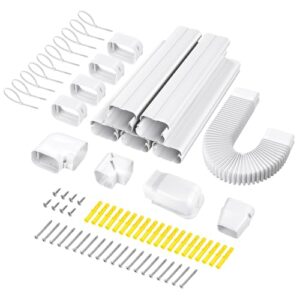 Capa para conjunto de tubos Mini Split: Capa decorativa em PVC para conjunto de tubos de 4″ W 10 Ft para ar condicionado Mini Split, HVAC e ar condicionado central, perfeita para uso externo