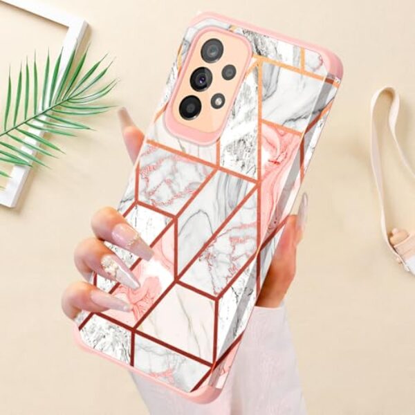 Capa para Galaxy A53, capa para Samsung A53, design de mármore em ouro rosa, brilhante, com glitter, híbrida, capa de silicone de borracha macia, antiarranhões, à prova de choque, capa protetora para