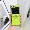 Capa para Galaxy Z Flip3 em couro sintético com anel rígido e capa protetora à prova de choque (para Galaxy Z Flip3/verde)