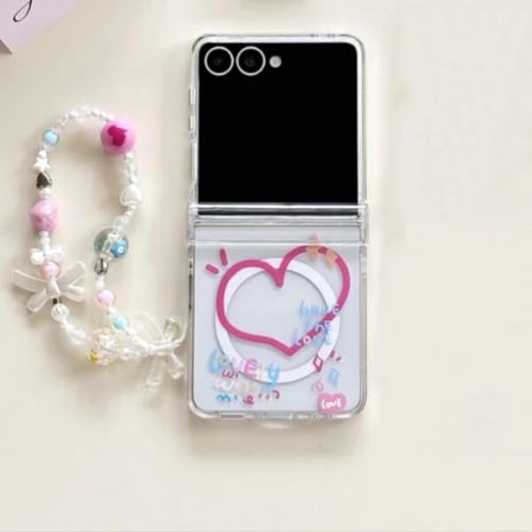 Capa para Galaxy Z Flip6 com suporte magnético e corrente (para Galaxy Z Flip6/capa com corrente)