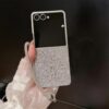 Capa para Galaxy Z Flip7 com borla de diamante e suporte magnético em forma de coração com corrente (para Galaxy Z Flip7/capa com corrente)