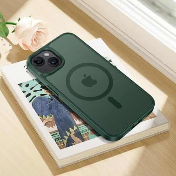 Capa para iPhone 13, capa para iPhone 14, [compatível com MagSafe] proteção de grau militar à prova de choque, capa magnética para iPhone 13/14, capa traseira fosca translúcida para celular de 6,1