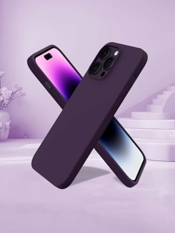 Capa para iPhone 14 Pro Max, capa de silicone líquido de 3 camadas para iPhone 14 Pro Max capa de borracha gel macia 14 Pro Max 6,7 polegadas (Fúcsia)