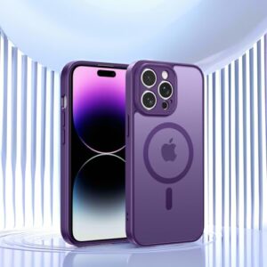 Capa para iPhone 14 Pro Max, [compatível com MagSafe] [proteção militar contra quedas] Proteção total da câmera à prova de choque fina translúcida fosca protetora para iPhone 14 Pro Max 6,7 polegadas