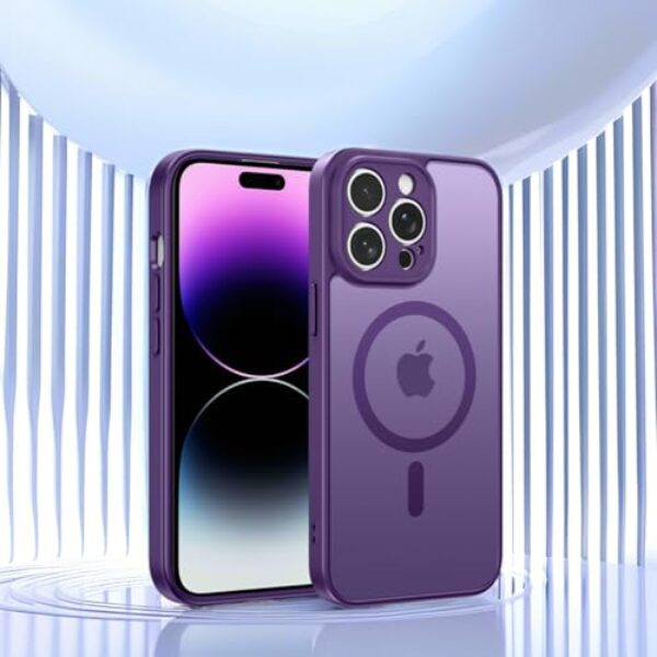 Capa para iPhone 14 Pro Max, [compatível com MagSafe] [proteção militar contra quedas] Proteção total da câmera à prova de choque fina translúcida fosca protetora para iPhone 14 Pro Max 6,7 polegadas