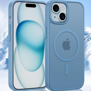 Capa para iPhone 15, para iPhone 14/13 [compatível com MagSafe] Proteção de nível militar, anti-impressão digital, capa magnética resistente a quedas com sensação de pele fosca à prova de choque Slim