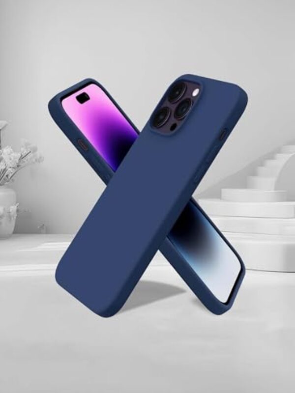Capa para iPhone 15 Pro Max, capa de silicone líquido de 3 camadas para iPhone 15 Pro Max, capa de borracha gel macia 15 Pro Max 6,7 polegadas (azul)